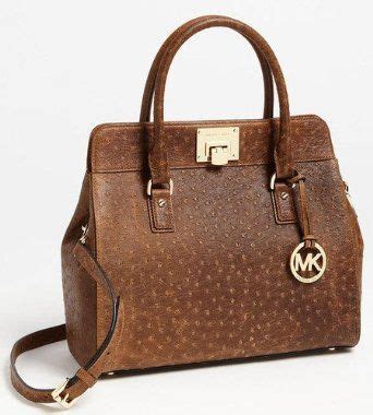 Michael Kors mocha brown Astrid Ostrich embossed leather 